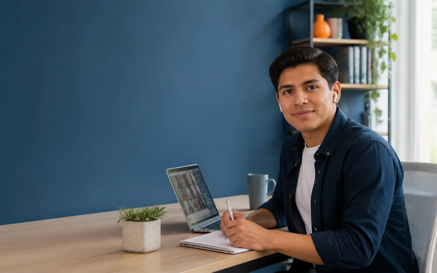 Estudiante aprendiendo en línea