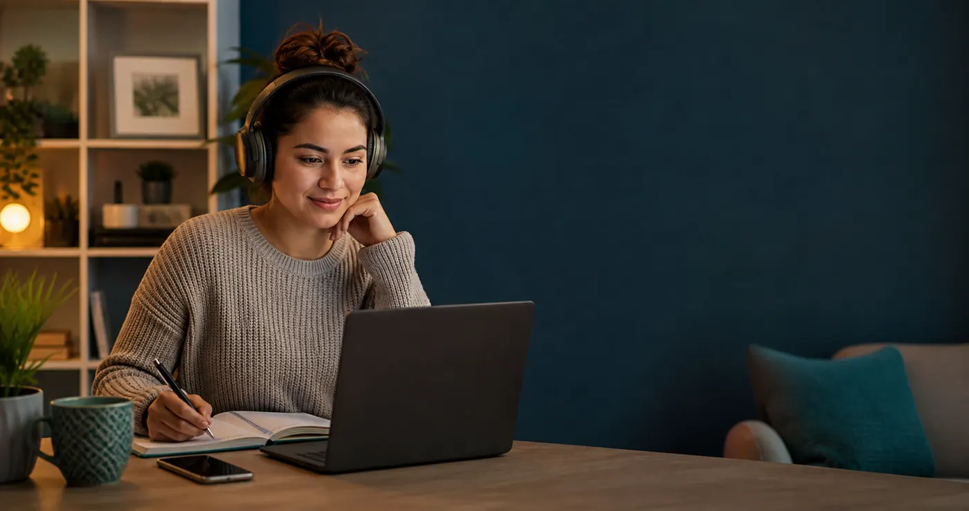 Estudiante aprendiendo a su propio ritmo